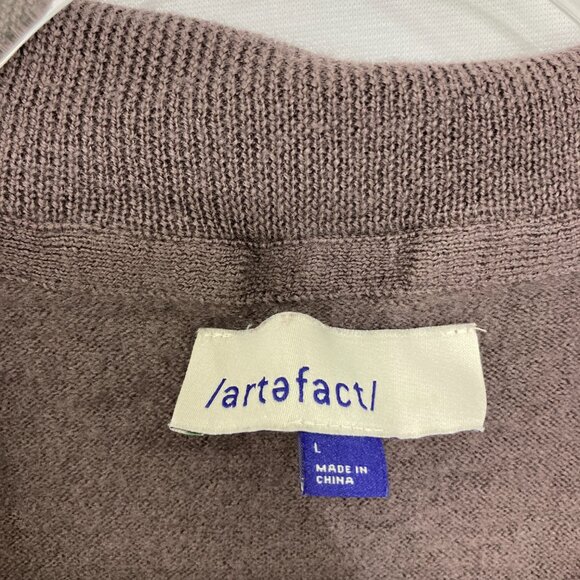 Artefact Large Brown Quarter Zip Long Sleeve Merino Wool Sweater Preppy - Picture 2 of 10